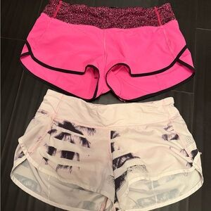 lululemon athletica Pink LOT BUNDLE OF 2 run Speed Short size 6
